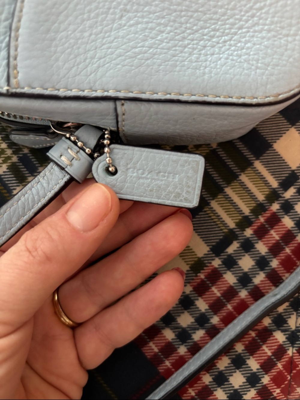 Coach Light Blue Pebbled Leather Crossbody Bag - Picture 5 of 8